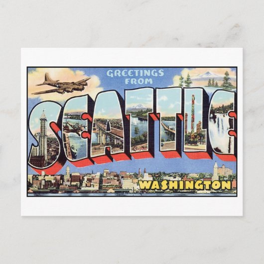 Alte Ansichtskarte von Seattle Postkarte (Vorderseite)