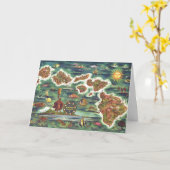 Alte antike Hawaiianische Inseln Karte Historisch (Gelbe Blume)