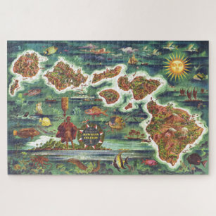 Alte antike Hawaiianische Inseln Karte Historisch Puzzle