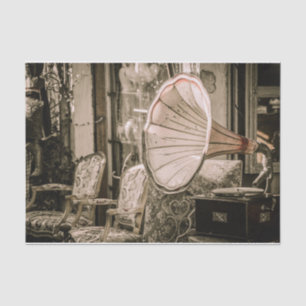 Alte antike Möbel und Grammophon Seidenpapier