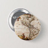 Alte Antike Nord- und Südamerika Karte Button (Vorne & Hinten)