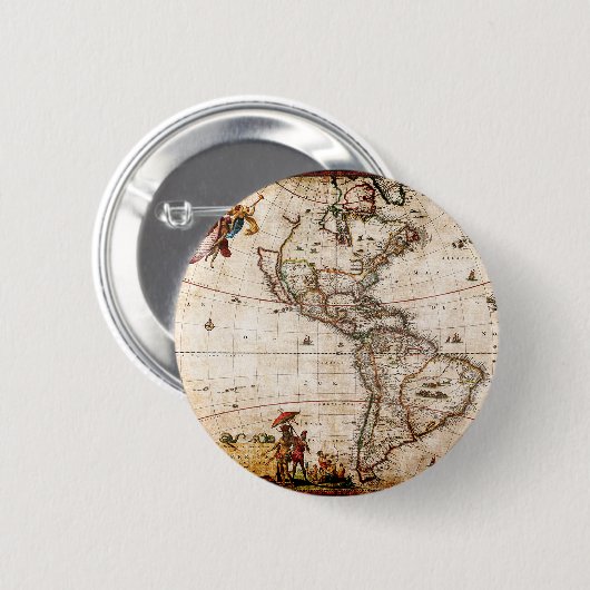 Alte Antike Nord- und Südamerika Karte Button (Vorne & Hinten)