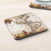 Alte Antike Nord- und Südamerika Karte Lithographi Getränkeuntersetzer (Linke Seite)