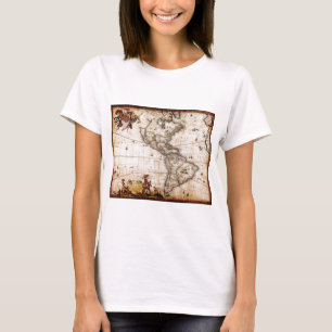 Alte Antike Nord- und Südamerika Karte T-Shirt