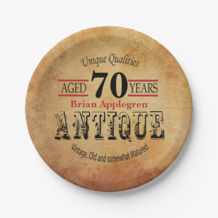 Alte, antike und Vintage 70. Geburtstagsgestaltung Pappteller