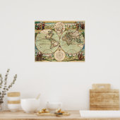 Alte Antike Vintage Allgemeine Karte der Welt Poster (Küche)