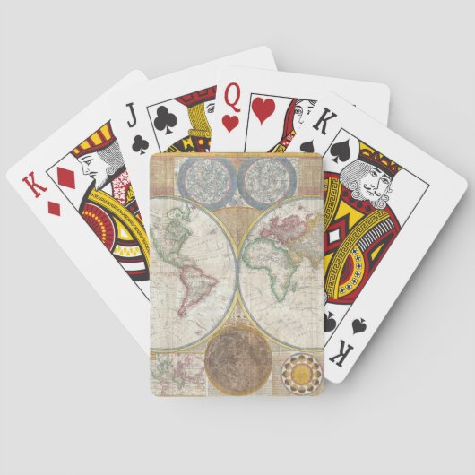 Alte Antike Vintage Allgemeine Karte der Welt Spielkarten (Rückseite)