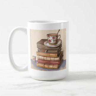 Alte antike Vintage Bücher und eine Tasse Kaffee