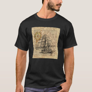 Alte Antike Vintage Karte Europa Schiff T-Shirt
