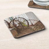 Alte antike Wagenräder Getränkeuntersetzer (Linke Seite)