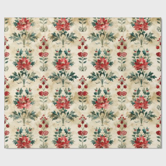 Alte antike WeihnachtsDamaske Geschenkpapier (Flach)