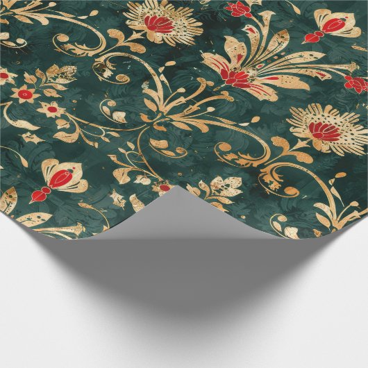 Alte antike WeihnachtsDamaske Geschenkpapier (Ecke)