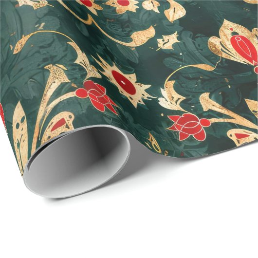 Alte antike WeihnachtsDamaske Geschenkpapier (Rolleneckpunkt)