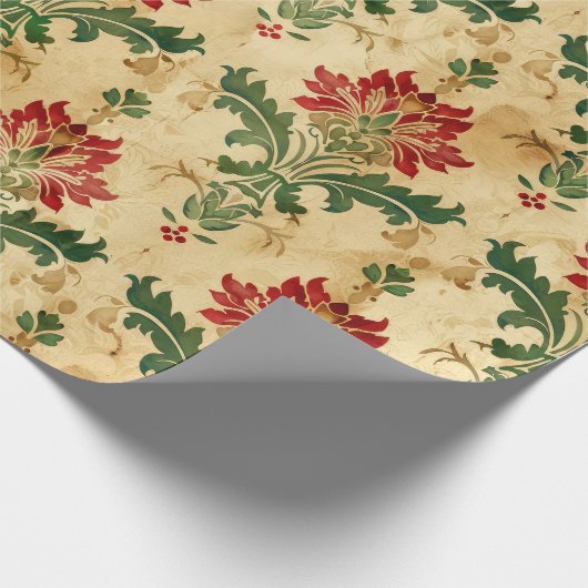 Alte antike WeihnachtsDamaske Geschenkpapier (Ecke)