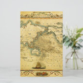 Alte antike Weltkarte Briefpapier (Stehend Vorderseite)