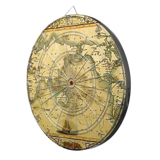 Alte antike Weltkarte Dartscheibe (Vorderseite rechts)