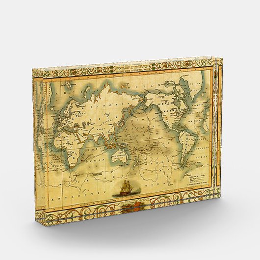 Alte antike Weltkarte Fotoblock (Links)