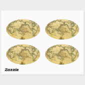 Alte antike Weltkarte Ovaler Aufkleber (Blatt)