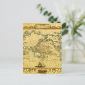 Alte antike Weltkarte Postkarte (Stehend Vorderseite)