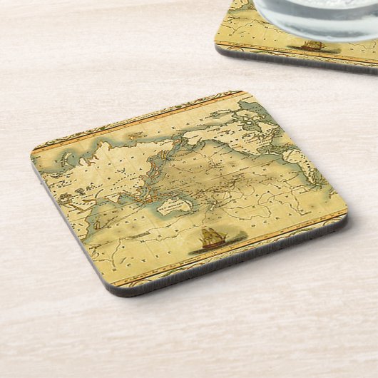 Alte antike Weltkarte Untersetzer (Linke Seite)