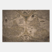 Alte antike Weltkarten-Blatt Geschenkpapier Set (Vorderseite 2)