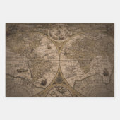 Alte antike Weltkarten-Blatt Geschenkpapier Set (Vorderseite)