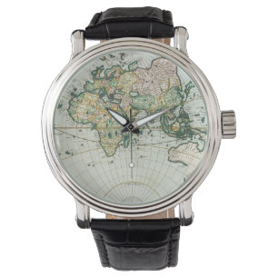 Alte Antiquitäten Weltkarte von Pieter Goos, 1666 Armbanduhr