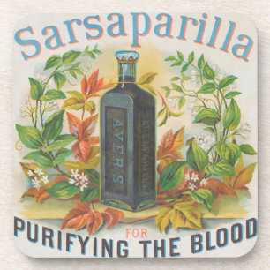 Alte Anzeige für Ayer's Sarsaparilla. Getränkeuntersetzer