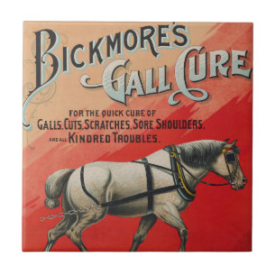 Alte Anzeige für Bickmore's Gall Cure für Pferde. Fliese