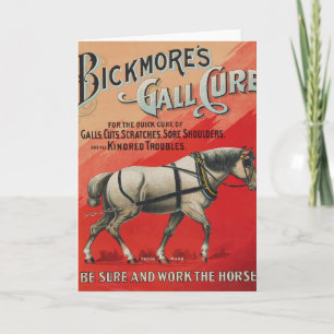 Alte Anzeige für Bickmore's Gall Cure für Pferde. Karte