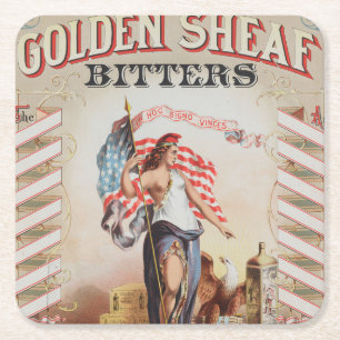 Alte Anzeige für Golden Sheaf Bitters Rechteckiger Pappuntersetzer