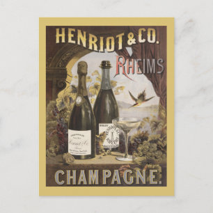 Alte Anzeige für Henriot & Co. Rheims Champagner Postkarte