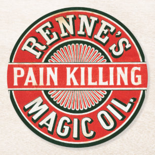Alte Anzeige für Renne's schmerzlinderndes Magic O Runder Pappuntersetzer
