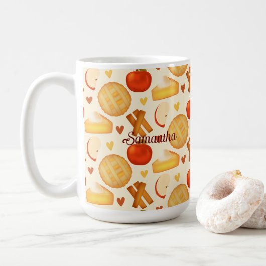 Alte Apfelkuchen und Zutaten Kaffeetasse (Mit Donut)