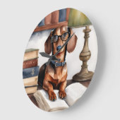 Alte Aquarell-Dackel Große Wanduhr (Winkel)