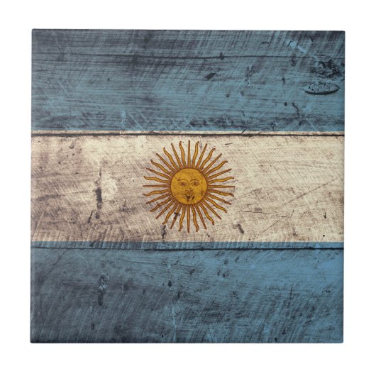 alte argentinische Holzflagge; Fliese (Vorderseite)