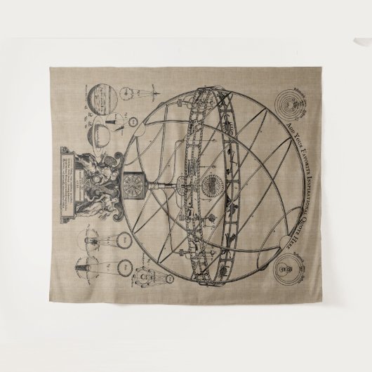 Alte Armilläre Sphere Spherry Astrolabe Burlap Ta Wandteppich (Vorderseite (Horizontal))