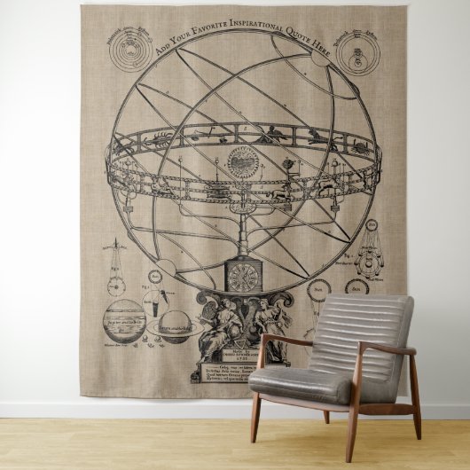Alte Armilläre Sphere Spherry Astrolabe Burlap Ta Wandteppich (Beispiel)