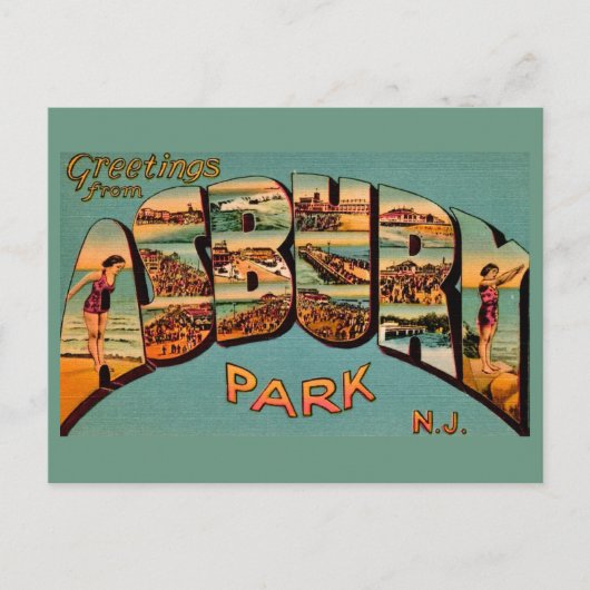 Alte Asbury Park Postkarte (Vorderseite)