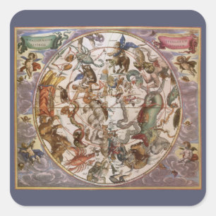 Alte Astronomie, Sternbilder des Südhimmels Quadratischer Aufkleber