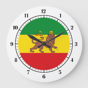 Alte äthiopische Flagge Große Wanduhr