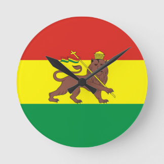 Alte äthiopische Flagge mit dem Löwen Juda Runde Wanduhr
