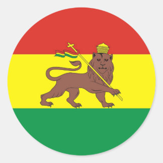 Alte äthiopische Flagge mit dem Löwen Juda Runder Aufkleber