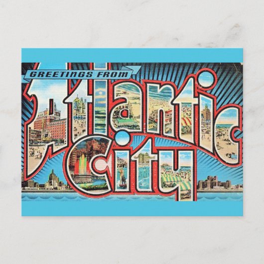 Alte Atlantic City NJ Postkarte (Vorderseite)