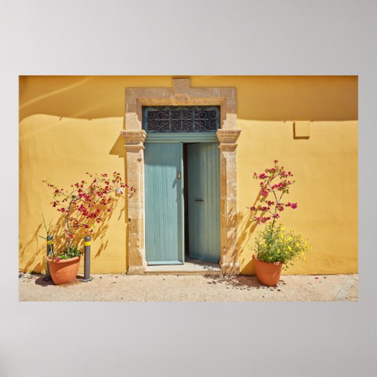 Alte, authentische grüne Türen in Nikosia Zypern Poster (Vorne)
