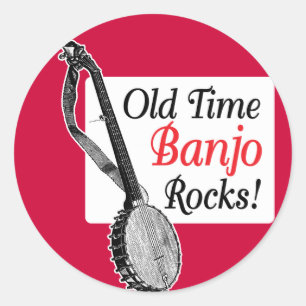 Alte Banjo-Rund-Sticker Runder Aufkleber