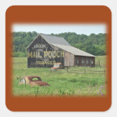 Alte Barnotenpouch Tabakwerbung Quadratischer Aufkleber (Vorderseite)