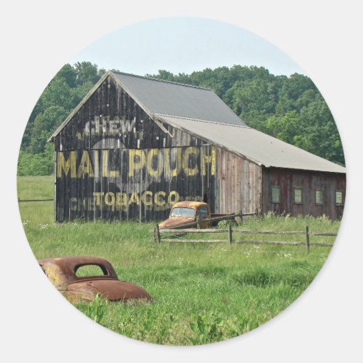 Alte Barnotenpouch Tabakwerbung Runder Aufkleber (Vorderseite)