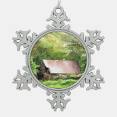 ALTE BARNS SCHNEEFLOCKEN Zinn-Ornament (Vorderseite)