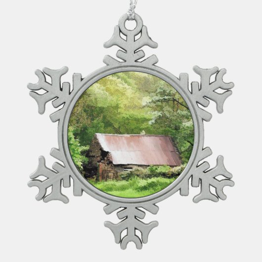 ALTE BARNS SCHNEEFLOCKEN Zinn-Ornament (Vorderseite)